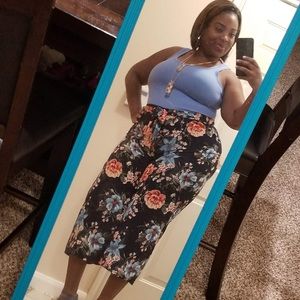 Floral crop pants and tank top